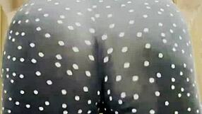 blonde bombshell flaunts her big natural tits and sexy ass in tight leggings