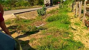 Public Street Exhibitionism in Cancún Mexico Milf Flashing Natural Tits and Ass Outdoors