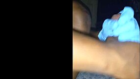 Pretty girl gives spit handjob to lover