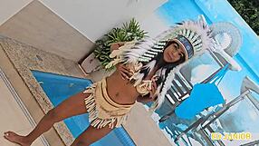 Indian Native Gives Bareback Anal to Well-Endowed Man in See-Through