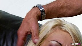 skinny blonde christine love seduces for wild mmf threesome