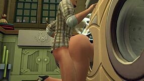 Old Milf Gets Rough Assfucking From Daughter's Boyfriend In Washing Machine