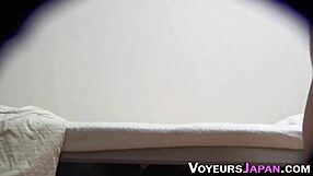 Asian teen playing with toys in hidden cam