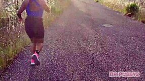 Redhead with Giant Ass Trains Intensely for Lover