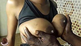 Sexy Naija with Big Natural Black Tits Enjoys Fat Thick Monster Cock