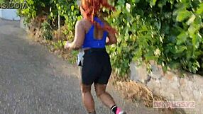 Redhead with Giant Ass Trains Intensely for Lover