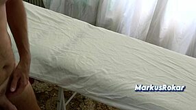 The Client Shows His Dick on the Massage Bed. Masseuse Tries Sucking for Happy Ending.
