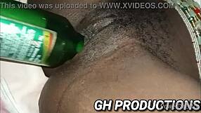 club bottle slides into yaa yaa's pussy and ass