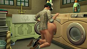 Old Milf Gets Rough Assfucking From Daughter's Boyfriend In Washing Machine