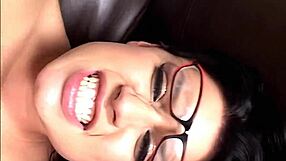 eva angelina keeps her glasses on in this intimate one on one scene.