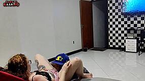 Chubby babe surprises boyfriend with pussy in bedroom