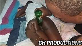 club bottle slides into yaa yaa's pussy and ass