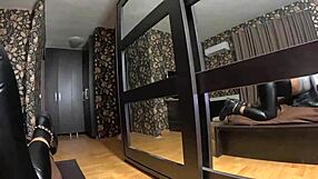 Nymphomaniac step-mom in leather begs for cum with dirty talk.