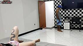 Chubby babe surprises boyfriend with pussy in bedroom