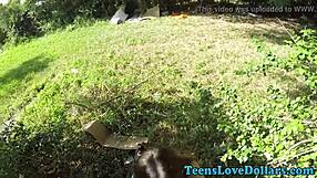 teen amateur gives pov blowjob and gets jizz in mouth outdoors