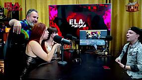 binho ted licks the pink pussy of the nymph on the podcast table while ruan is speechless