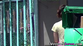 Asian teen playing with toys in hidden cam