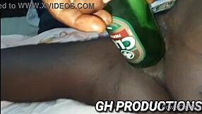 club bottle slides into yaa yaa's pussy and ass