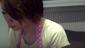 Asian teen playing with toys in hidden cam