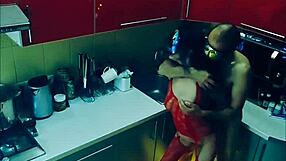 beautiful wife in bodysuit gets rough kitchen fucking