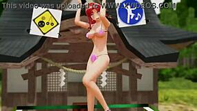 Fille nue danse dehors seins rebondissants gros cul en public