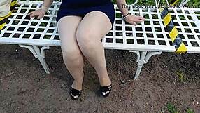 sexy legs in high-heeled park