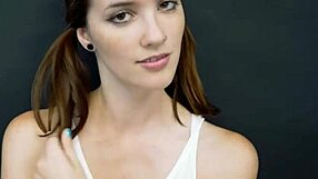 petite brunette coed starshine masturbates and deepthroats cock with cum in mouth