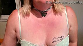 trashy kiwi milf cara, pierced and tattooed, takes brutal kicks to her pussy from master