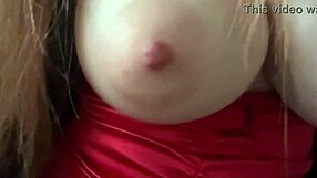 Italian MILF Artemisia Love bounces her big natural tits slowly, nipples hard in close-up.