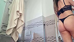 hottie in panties cleans house while masturbating