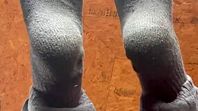 girl puts lotion on her feet 😊