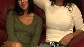 gorgeous brunette girlfriends lick and finger each other.