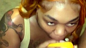 Does the grapefruit get sucked before the gooch in this blowjob?