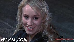 nice-looking tied up babe receives lusty whipping on her body.