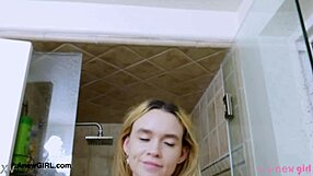 shy teen 18+ blonde took a shower
