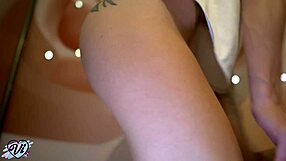 Skinny teen babe masturbates her tight pussy solo