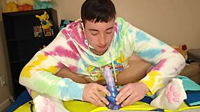 Hey, watch this chubby femboy jerk off solo