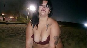 First Time Bathing With BBW, Tongue Piercing And Nipples Exposed