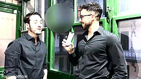 The real estate agent bent over for double penetration at work, swallowing cocks