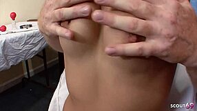 Beauty half asian girl seduce guy to first time no condom fuck after cheating sex at gyno exam