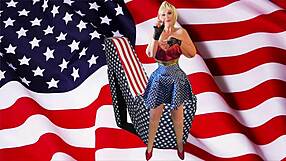 Granny America's Patriotic Stick Lick And Creampie