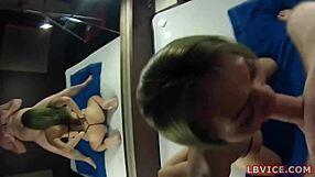 thai shemale patty gives blowjob with handcuffs in pov