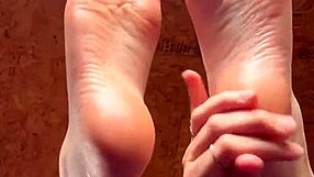 girl puts lotion on her feet 😊