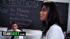 Pervy Teacher Tricks Innocent Pigtail Girls Into Threesome In Classroom!