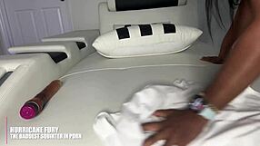 Black Muscular Woman Squirts Huge from Pussy Lips with Toys