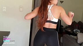 Young thick latina with braces strips down and rubs her pink pussy to orgasm