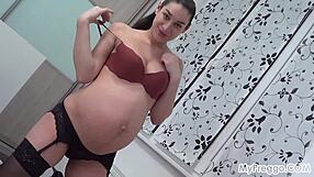 Pregnant Janetta Craves Cock Sucking and Cum Eating Action