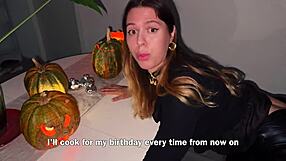 squirt on halloween night, holding cum till end