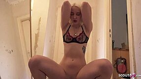 german scout grabs skinny blonde daruma rai for rough casting