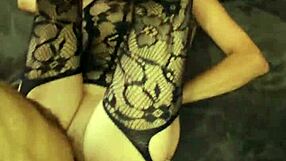 Intimate moment with wife in lingerie